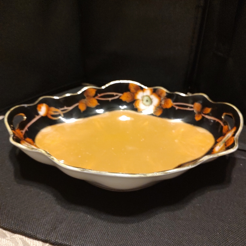 🍂🧡🍂 Stunning Antique Vtg 30's Noritake Floral Lusterware Platter Display Dish